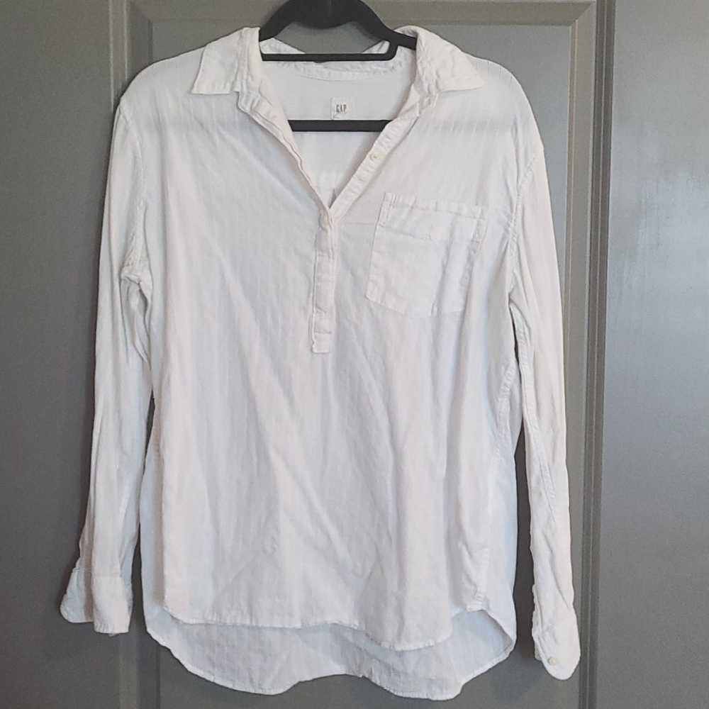 White textured cotton popover GAP